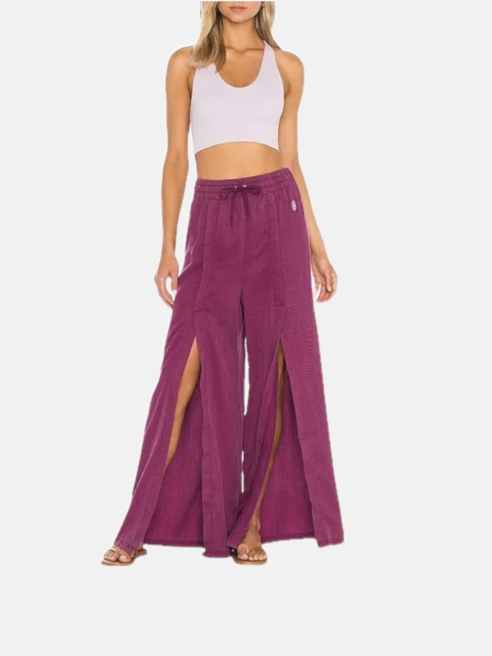 Free People Movement Abs Tracker Pants Tie Slit Front Purple